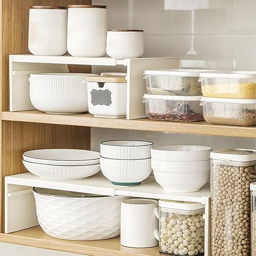 Organiseur d'étagère Extensible pour placards, empilables, Extensibles, pour économiser de l'espace, Rangement de Cuisine, antidérapant, Robuste, Organisateur d'évier - Nail Gallerys