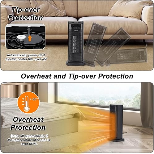 SONBION Chauffage D'appoint, Radiateur Electrique avec Télécommande, 2000W Chauffage Electrique Economique pour Maison Appartement Bureaux, 70°Oscillation, 4Modes et Thermostat Réglable, PTC Chauffage - Nail Gallerys