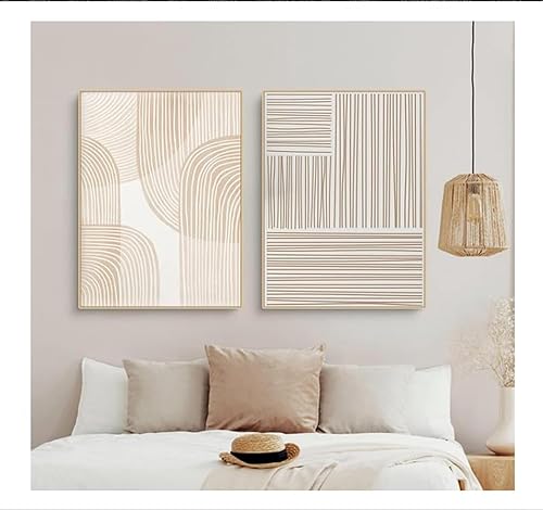 YLHKME Tableaux Abstrait Beige Géométrique Impression sur Toile Affiche Tableau Decoration Murale Salon,pour Salon et Chambre à Coucher Deco Maison (Sans Cadre,2X30X40CM) - Nail Gallerys
