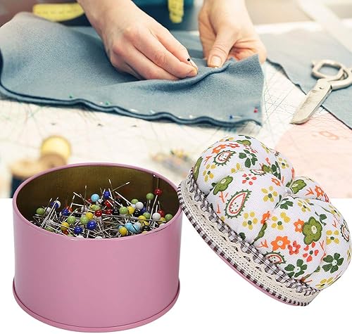 CHICIRIS Épingles Couture Epingle a Tete Ronde Couture, Épingle à Coudre Boîte en Fer Blanc Coussin d'épingle en Tissu Accessoires de Couture Ensemble de Cuisine pour l'artisanat et la Couture - Nail Gallerys