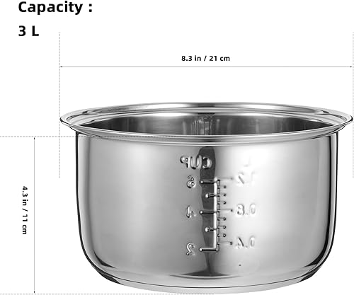 ABOOFAN Pot Intérieur Acier Inoxydable Pour Cuiseur À Riz Remplaçant Antiadhésif Accessoire Compatible Avec Cuiseurs Électriques - Nail Gallerys