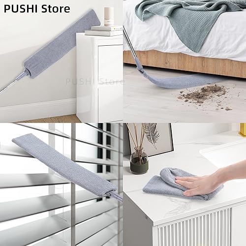 Nettoyeur de poussière rétractable, plumeau plat extensible jusqu'à et deux housses en microfibre, nettoyeur de poussière rétractable pour les fentes sous le canapé, les armoires, le lit, la poussière - Nail Gallerys