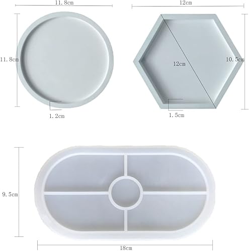 Formist 3 Kit de Pièces Moules en Résine pour Plateau de Bricolage,Bricolage Créative pour Moulle Resine Epoxy pour La Fabrication de sous Verres, Tapis de Bol, Plateaux, Bougeoirs - Nail Gallerys