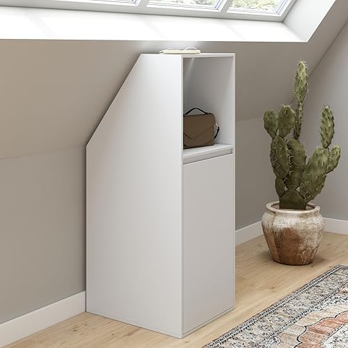 IDMarket - Armoire sous pente 1 porte et 1 niche TOMI 40 x 50 x 70/110 cm blanc - Nail Gallerys