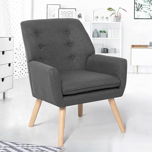 IDMarket - Fauteuil scandinave NAT en Tissu Gris Anthracite - Nail Gallerys