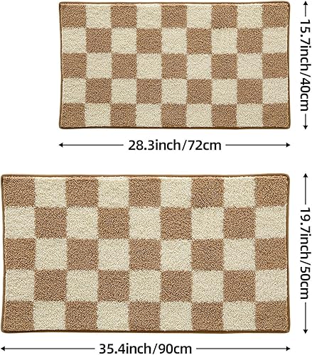 Surwin Tapis de Bain Antidérapant Microfibre, Motif Damier Tapis Salle de Bain Absorbant en Microfibre, Doux et Confortable Lavable pou Douche, Baignoire (Rose,40x72cm) - Nail Gallerys