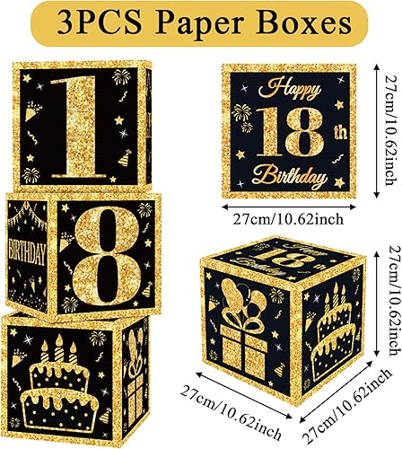 Noir Or Boite Anniversaire 60 Ans, Lot De 3 Decoration Anniversaire 60 Ans Boîte à Cartes, Déco Cadeau Boite Ballon Noir et Or, Boîte à d’Anniversaire En Papier, Joyeux Deco Table pour Femme Homme - Nail Gallerys
