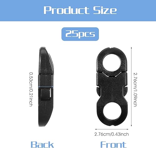 Ptwola Lot de 25 mini fermetures à clic - 6 mm - En plastique - Pour sangles de sac à dos, collier pour chien, bracelet, sangle, Noir , taille unique - Nail Gallerys