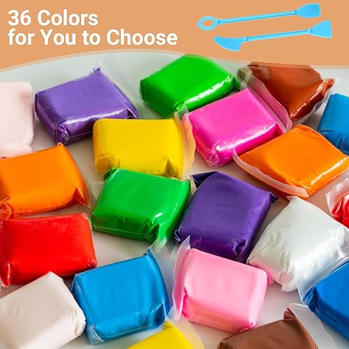 Atliberswo Argile à modeler à l'air libre 36 couleurs avec 2 outils de modelage - Argile à séchage à l'air libre pour enfants de 3 à 12 ans - Nail Gallerys