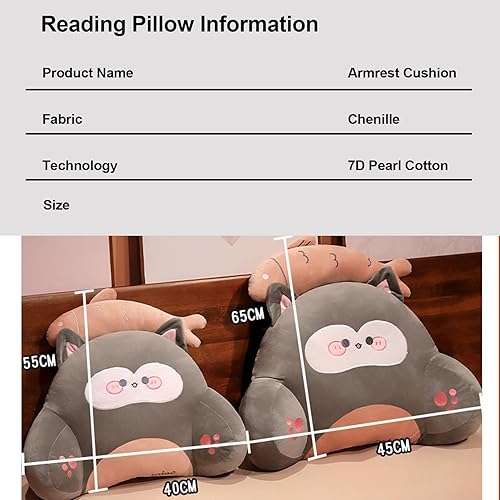 SSWH Oreiller de lecture de lit pour enfants et adultes, coussins en peluche de dessin animé, oreillers lecture soutien dos avec rouleau cou et bras soutien, coussin lecture jeu (Size:45X65CM,Color:A) - Nail Gallerys