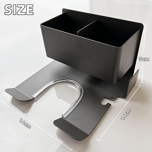 Trlyane Support Seche Cheveux, Porte Seche Cheveux Mural pour Hôtel de Chambre à Rangement Salle de Bain, Porte Seche Cheveux sans Percage avec Range-Câbles,Gris - Nail Gallerys