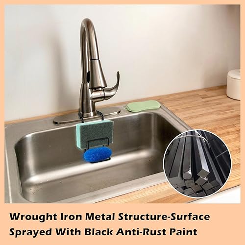 Porte Eponge Evier Cuisine, Porte Éponge Organisateur Evier Cuisine, Cuisine Accessoires Support Eponge Evier Cuisine, Range Eponge Evier Suspendu pour Le Rangement du Plan De Travail De La Cuisine - Nail Gallerys