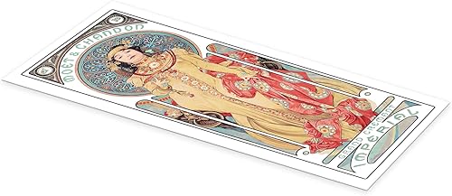 Moët et Chandon, Grand Crémant impérial Tableau en verre acrylique de Alfons Mucha 30 x 70 cm Tableaux Décoration murale - Nail Gallerys