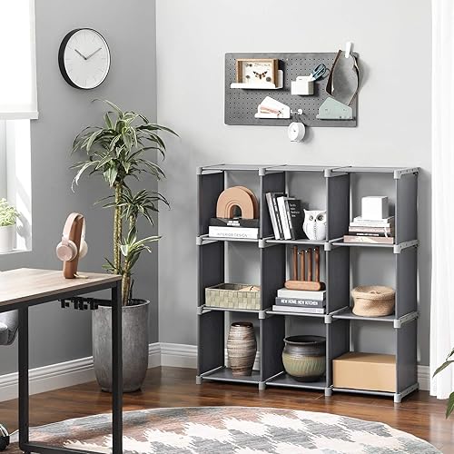 SONGMICS Étagère modulaire 9 Cubes, bibliothèque Ouverte, Armoire pour Studio, étagère de Rangement dans Le Salon, Gris LSN45GY - Nail Gallerys