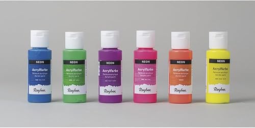 Rayher Peintures acryliques kit Néon peinture lumineuse 6 coul. à 60ml, 35060000, Neon - Nail Gallerys