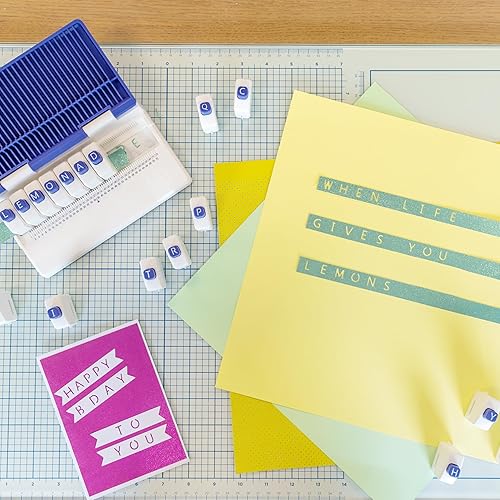 Crafts&Co® Perforeuse Alphabet | Perforeuse Lettres | Perforeuse Papier | Lettres à Percussion | Letter Punch Board | avec 26 Lettres | Perfore 10 Lettres en Une Seule Fois | Blanc, Violet - Nail Gallerys