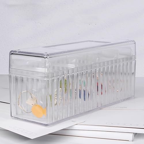 Rangement de bijoux transparent, boîte de rangement, rangement et organisateur de bijoux en acrylique – Rangement pour porte-boucles d'oreilles | Boîte à bijoux transparente avec 20 sachets - Nail Gallerys