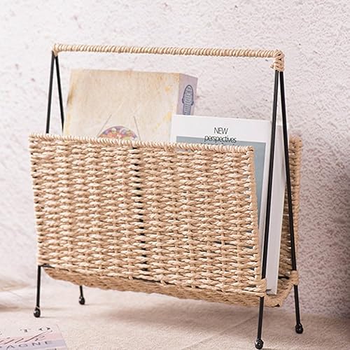 Zoegneer Porte-revues en macramé fait à la main, paniers de rangement tissés de style rustique pour collations et articles divers, panier de rangement pour livres - Nail Gallerys