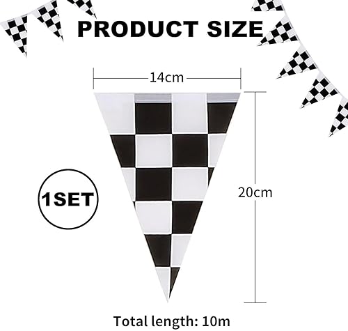 CWPFVQA 1 Ensemble De Drapeaux De Course, Drapeaux Triangulaires, Drapeaux À Damier Noir Et Blanc, Décorations De Compétition De Course, Décorations De Scène De Fête De Course - Nail Gallerys