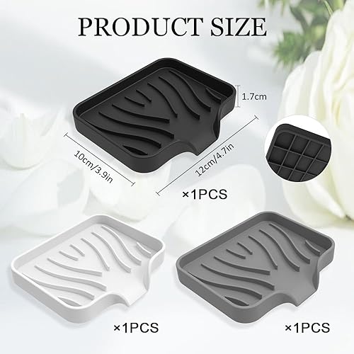 GIDWRIY 3 PiècePorte Savon Silicone Salle de Bain,Repose Savons Cuisine,Support Savon avec évacuation,Soaps Dish for Shower,Coupelle Soap AntidéRapant,Boîte à Savons pour Douche - Nail Gallerys