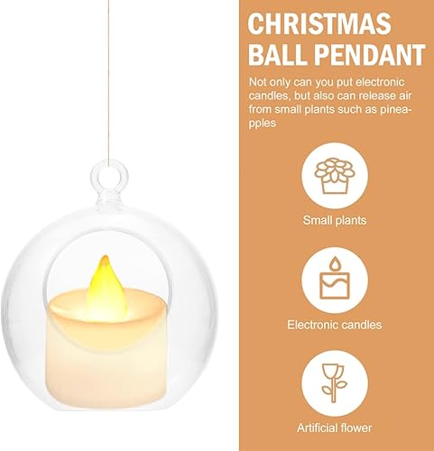 DOITOOL 10 Pièces Suspendus Photophore Bougie Hoder Globe en Verre Suspendu Orbes Plantes Terrariums Bougeoir de Mariage Chandelier pour Ornements de Noël Pièce Maîtresse de Fête - Nail Gallerys