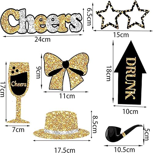30 Pièces Accessoires de Photomaton d'anniversaire，Accessoires de Photobooth de Fête，pour Fêtes de Variété Fêtes d'anniversaire Mariages.（Or Noir） - Nail Gallerys