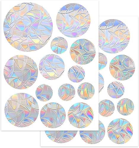Lot de 26 autocollants ronds pour fenêtre - Motif prisme - Attrape-soleil - Autocollant de protection contre les oiseaux - Pour fenêtre arc-en-ciel - Adsorption électrostatique - Réutilisable - Nail Gallerys