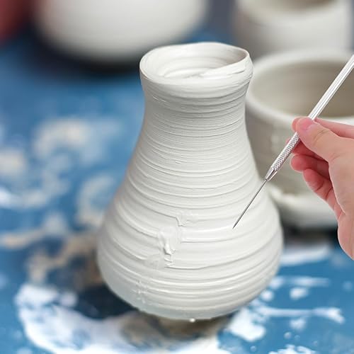 Operitacx Lot de 2 aiguilles pour céramique, aiguilles en céramique, outils de modélisation en argile avec poignée antidérapante aiguille en aluminium pour sculpture et sculpture pour outils argentés - Nail Gallerys