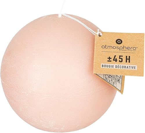 Atmosphera - Bougie boule rustique - rose - 445g - Nail Gallerys