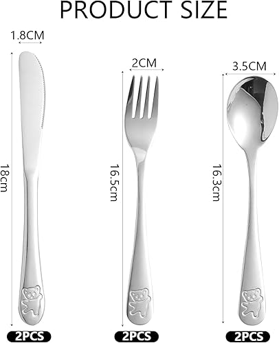 Nicphyn Couverts Enfants en Inox, Couvert Enfant avec Motif Mignon, 6 pièces(2x Couteau 2x Fourchette et 2x Cuillère), Fourchettes Couteaux Cuillères Set, pour Enfant Maison Restaurant École Garderie - Nail Gallerys