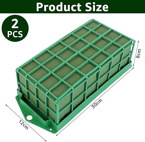 CYEER Lot de 2 mousses florales pour fleurs avec grille 30 x 12 x 8 cm - Mousse pour fleurs fraîches - Briques pour arrangements floraux - Pour arrangements floraux, mariage, décoration de voiture - Nail Gallerys