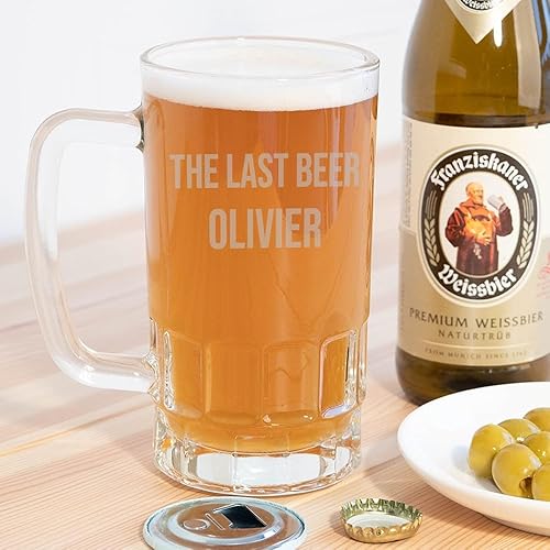 Wanapix | Chope à Bière Personnalisable | Verre Personnalisé avec Nom | Verre Gravé | 500 ml | Black Beer - Nail Gallerys