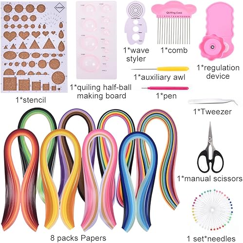 960 - Bandes 3 mm/5 mm pour papier plié - Kit de loisirs créatifs : pochoirs, pinces à servir, Paper Width: 3mm - Nail Gallerys