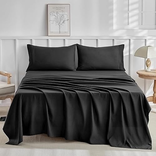 Tokokimo Underzy Parure de lit 4 pièces en polyester, drap housse de 230 x 270 cm, taies d'oreiller de 50 x 80 cm, gris - Nail Gallerys