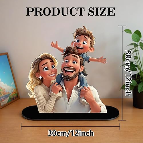 JeathFea Personnalisé 3D Cartoon Style Photo en Bois, Décoration de Bureau Personnalisée Style Caricature, Cadeau pour Papa, Maman, Enfants, Amis, Cadeaux pour Noël la Saint Valentin - Nail Gallerys