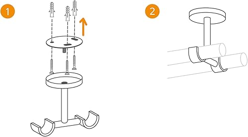 Empyr Supports De Tringle À Rideaux Double – Fixation Plafond – Design Moderne – Métal Robuste – Diamètre 28 mm – Noir - Nail Gallerys