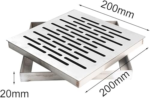 Bouchon de siphon de sol en acier inoxydable antidérapant carré pour extérieur, routes, écoles, places (200 x 200 x 20 mm) - Nail Gallerys