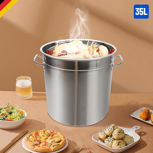 Marmite à soupe universelle multifonction avec couvercle 35 l/50 l/70 l/98 l pour restaurants, camping, grande taille (35 l) - Nail Gallerys
