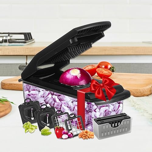 Hachoir Alimentaire - Découpe-Légumes Multifonction pour Cuisine avec Récipient,Accessoires de Cuisine Ustensiles Manuel, Râpe Fromage pour Salade Carottes Fruits Légumes, Essentiels Maison - Nail Gallerys