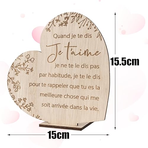 BOOMTOP Cadeau Saint Valentin Décoration Carte de Vœux en Bois Cœur Ornement Déclaration Amour Déco de Table Maison Jardin Paysage pour Fête Mariage Anniversaire Saint-Valentin - Nail Gallerys