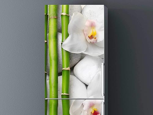 Oedim Stickers Autocollants Vinyle adhésif Muraux Frigo Motif Divers Branche Bambou Pierre Blanches Fleurs Lotus Zen SPA 185 x 60 cm | Déco Meuble réfrigérateur Cuisine Etiquette Décorative | - Nail Gallerys