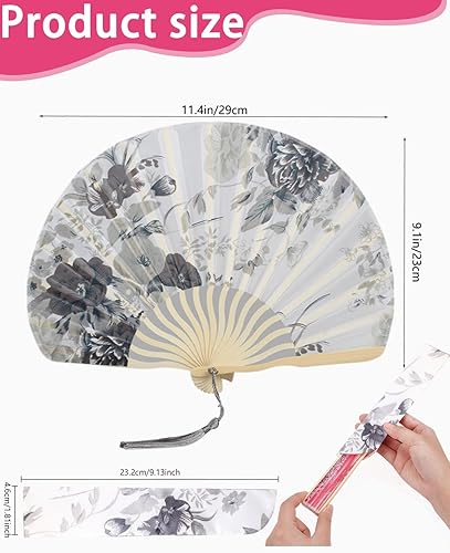 TPZORJX Éventails pliants, en satin, éventails en bambou avec pampille pour cadeaux d'anniversaire, danse, cosplay, fête de mariage, décoration - Nail Gallerys