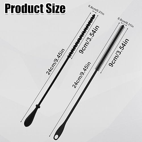 2pcs Brosses à Paille en Silicone, 24 cm Brosse de Nettoyage Extra Longue de 2 Styles de Brosses à Paille Réutilisables pour Bouteille d'eau Brosses de Nettoyage pour Crevasses (Noir) - Nail Gallerys