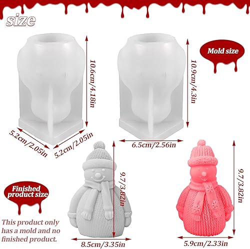 behone Moule À Bougie Bonhomme De Neige 2 pièces Moule Silicone De Noel Moule À Bougie en Silicone De Noël pour bougies parfumées, savons, bonbons,chocolat - Nail Gallerys