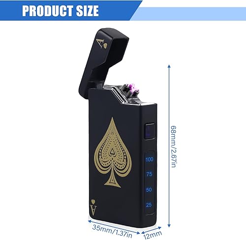 Briquet électrique à arc électrique, portable, avec indicateur de batterie, rechargeable par USB, cadeau unisexe, avec boîte cadeau (Black Ace) - Nail Gallerys