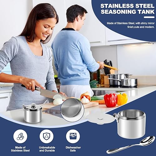 Roundsky Lot de pots à épices en acier inoxydable de qualité supérieure - Avec couvercle - Incassables - Passent au lave-vaisselle - Vaisselle de rangement pour, l'hôtel, le café, le buffet - Nail Gallerys