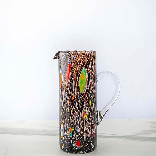 MurArt Pichet de Murano de 500 ml, collection Tower en verre soufflé à la main, fabriqué en Italie (blanc, cruche) - Nail Gallerys