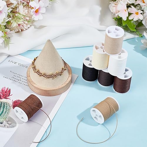 PH PandaHall 88m Cordons Cirés 8 Couleur 1mm Fil Cordon Ciré Bracelet Cordon Marron pour Perles Bracelets Colliers Perles de Taille Fabrication de Bijoux Couture Macramé 11m/Rouleau - Nail Gallerys