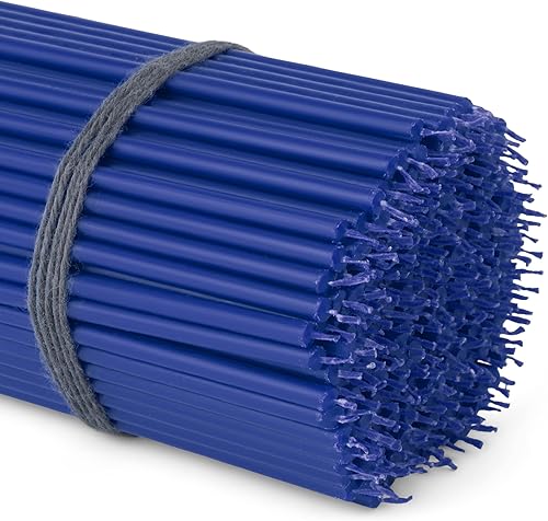 NKlaus - 250x bougies bleues sans suie sans gouttes fines L 16cm cire de paraffine premium 36112 - Nail Gallerys