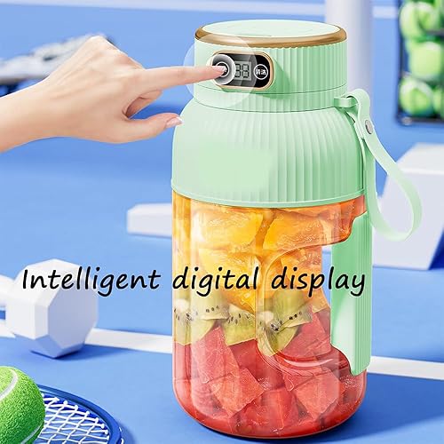 Yulyoie Multifunctional Portable Juicer Cup with Digital Display, 3 in 1 Portable Blender, Portable Smoothie Blender on the Go, Yulyoie Juicer Cup, Rechargeable (Green,Single Cup+Single Lid) - Nail Gallerys